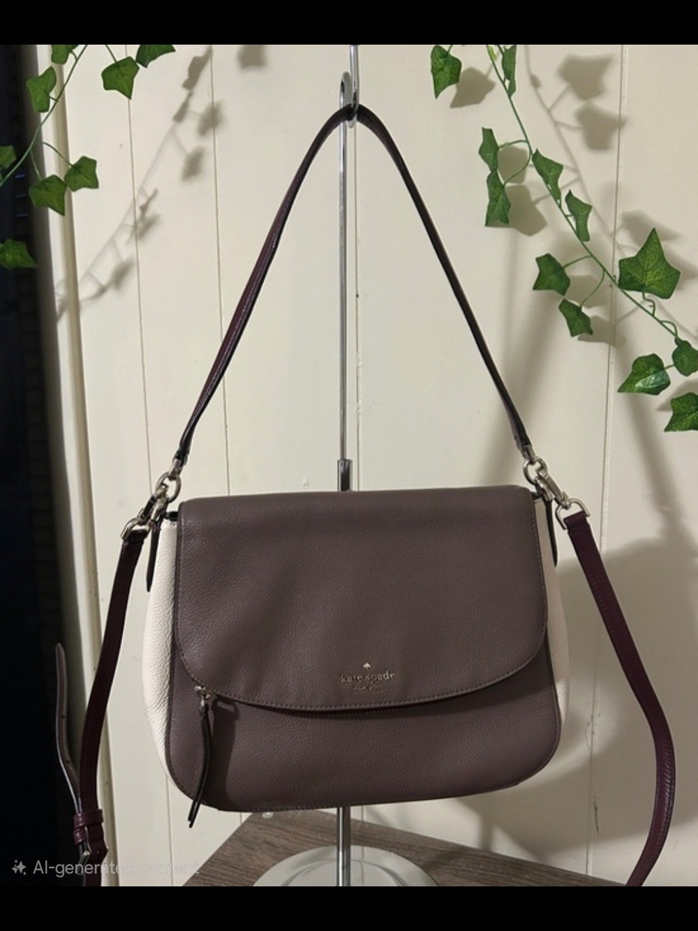 kate spade taupe and cream crossbody saddle bag - Picture 3 of 10